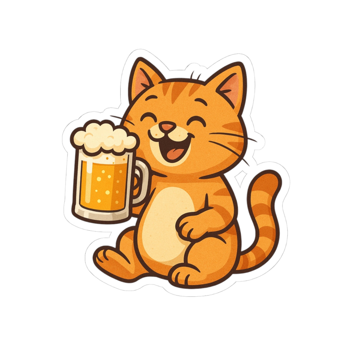 Cheerful Beer Cat Sitcker